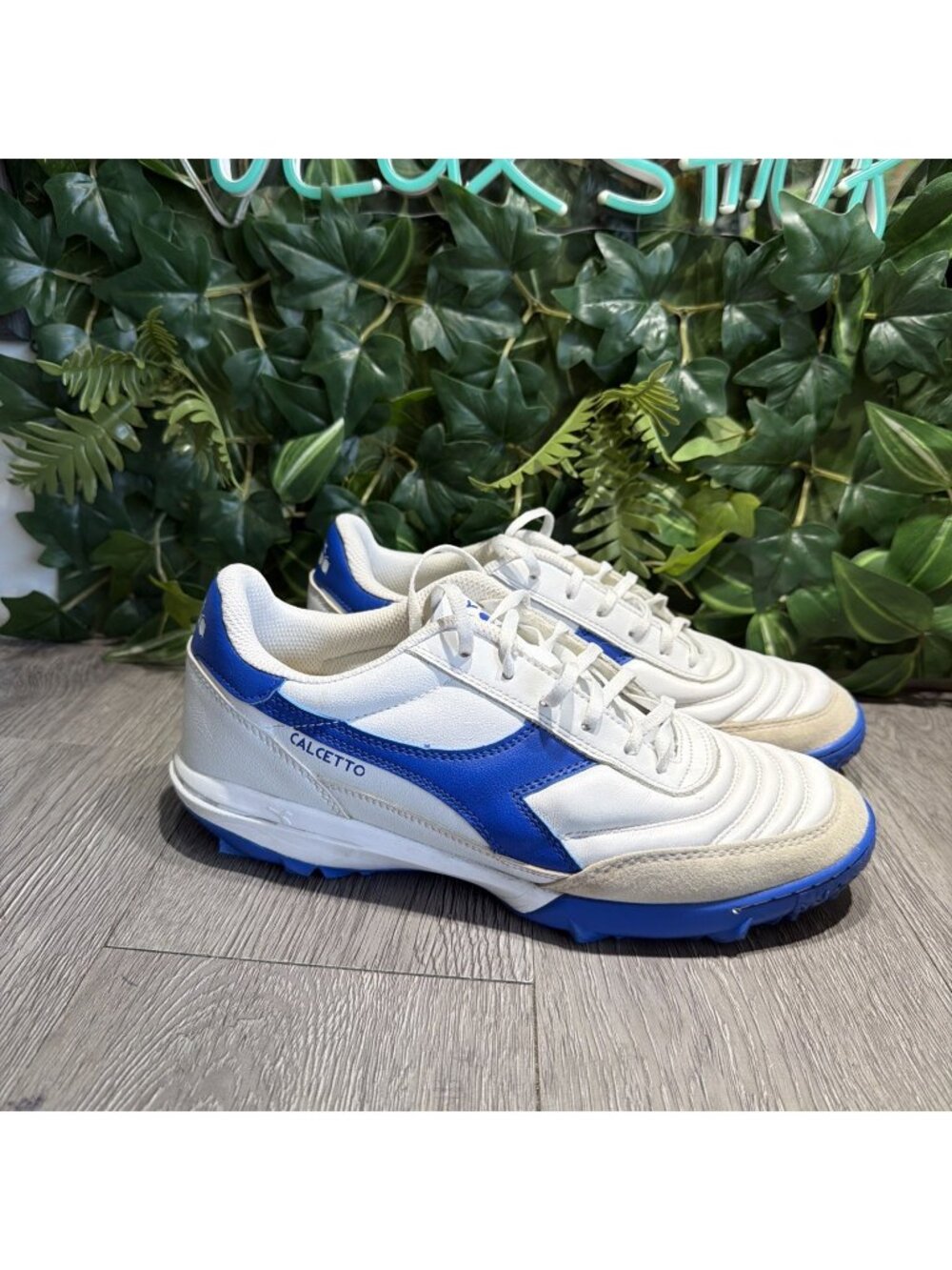 Diadora Calcettoturf  Men’s Indoor Soccer Futbol Shoes White Blue size 10.5